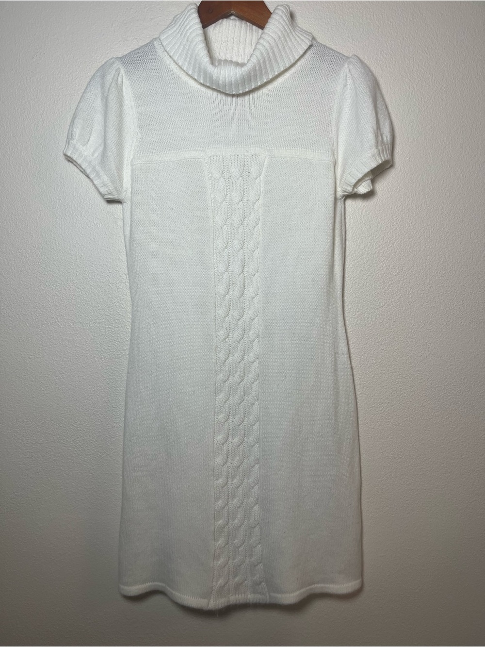 Pink Republic Cream Cable-Knit Turtleneck Mini Dress